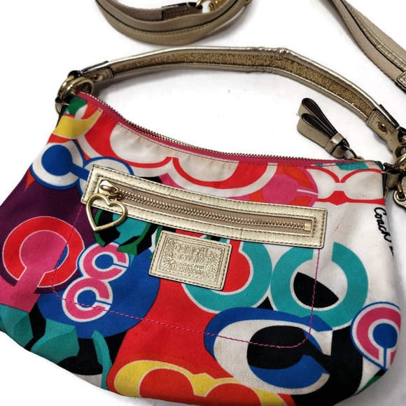 Coach Signature Daisy Poppy Pop C Graffiti Demi Crossbody bag with long strap. - Picture 5 of 10